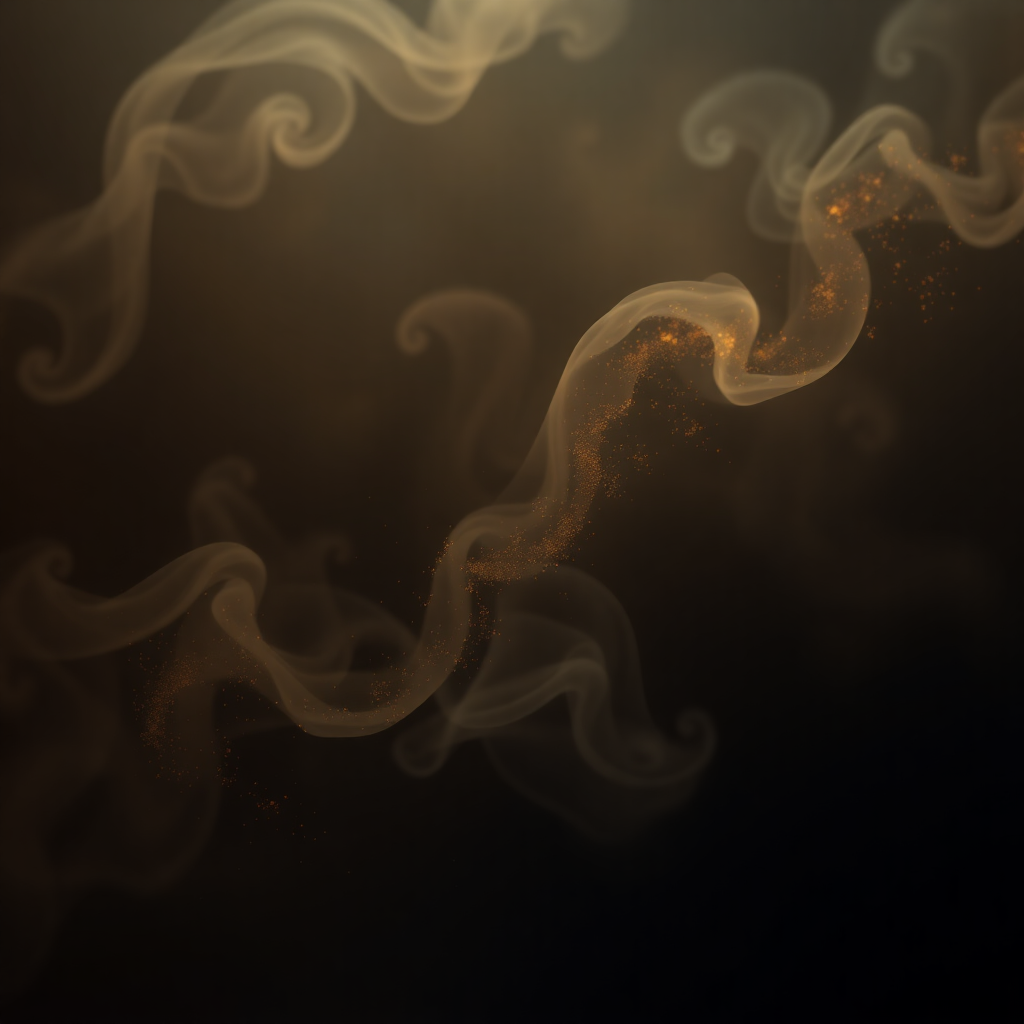 Dark atmospheric abstract background of swirling smoke and gold dust, luxury mood